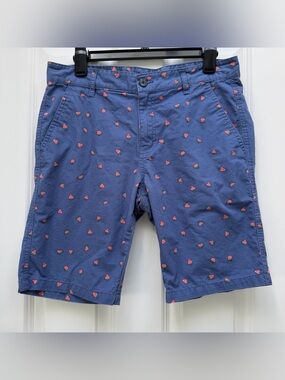 MAX FLAT FRONT CHINO SHORTS WATERMELON NAVY PREPPY FRAT 30